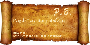 Pagács Barnabás névjegykártya
